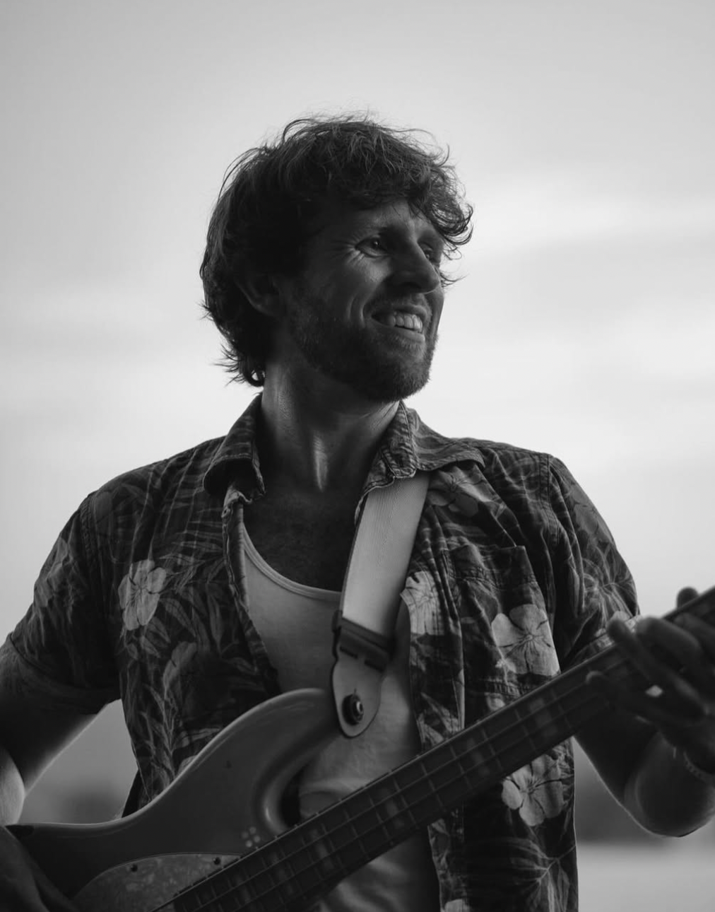 Murray Calder with a bass guitar